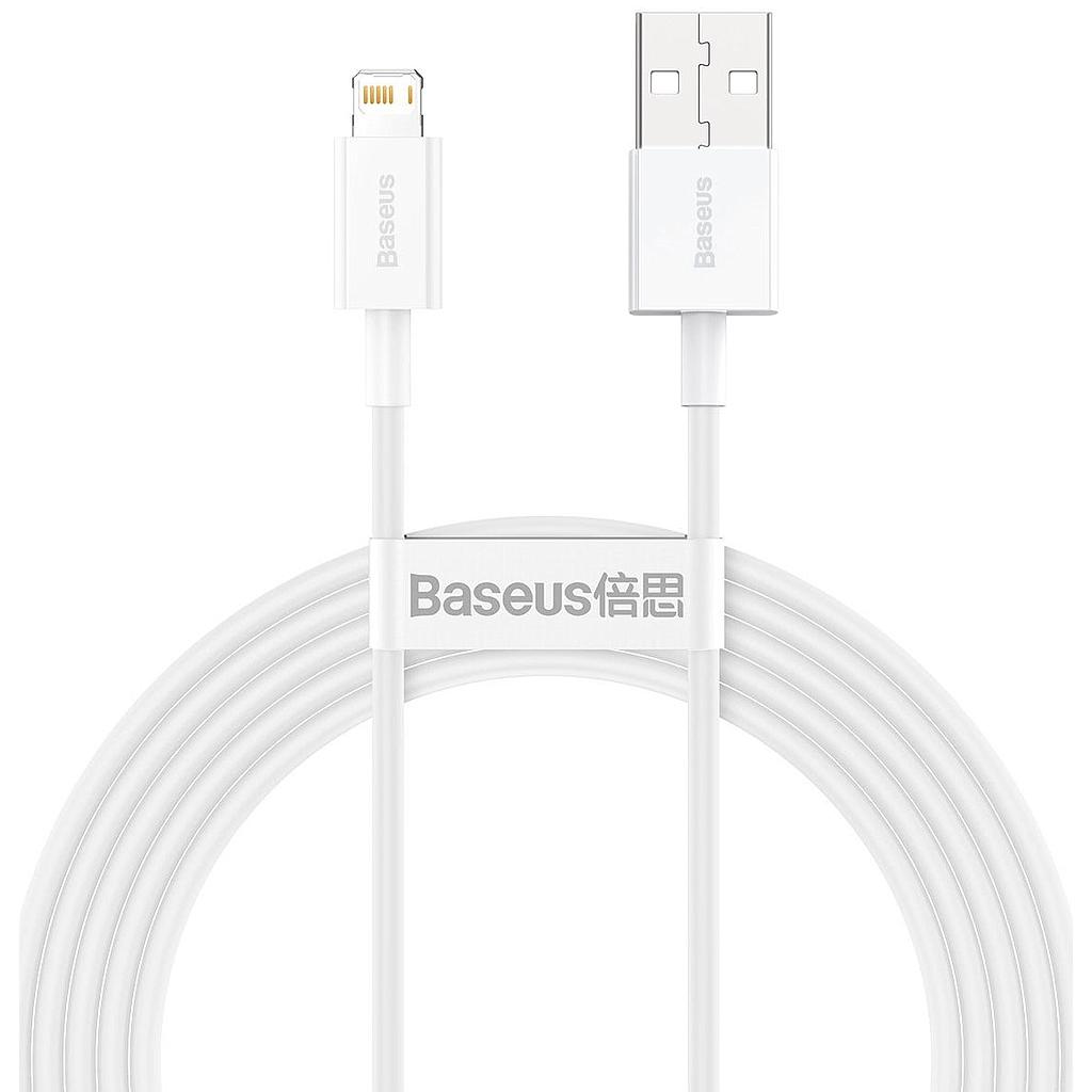 Baseus Cable Carga Rápida USB Blanco 2 Metros Tipo Iphone-CALYSC02