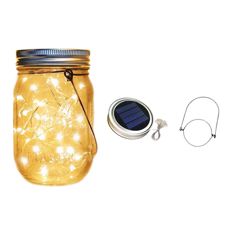 Lámpara Solar Impermeable Frasco de Vidrio 14 cm, 30 LEDs, Luz Cálida(+3. Dto: 16.69%)-FG-163