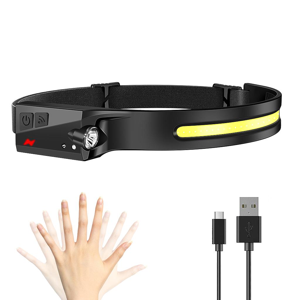 Linterna LED Impermeable, Recargable de Cabeza con Sensor de Activación con Movimiento (350 LM)(+3. Dto: 20.02%)-SN-981
