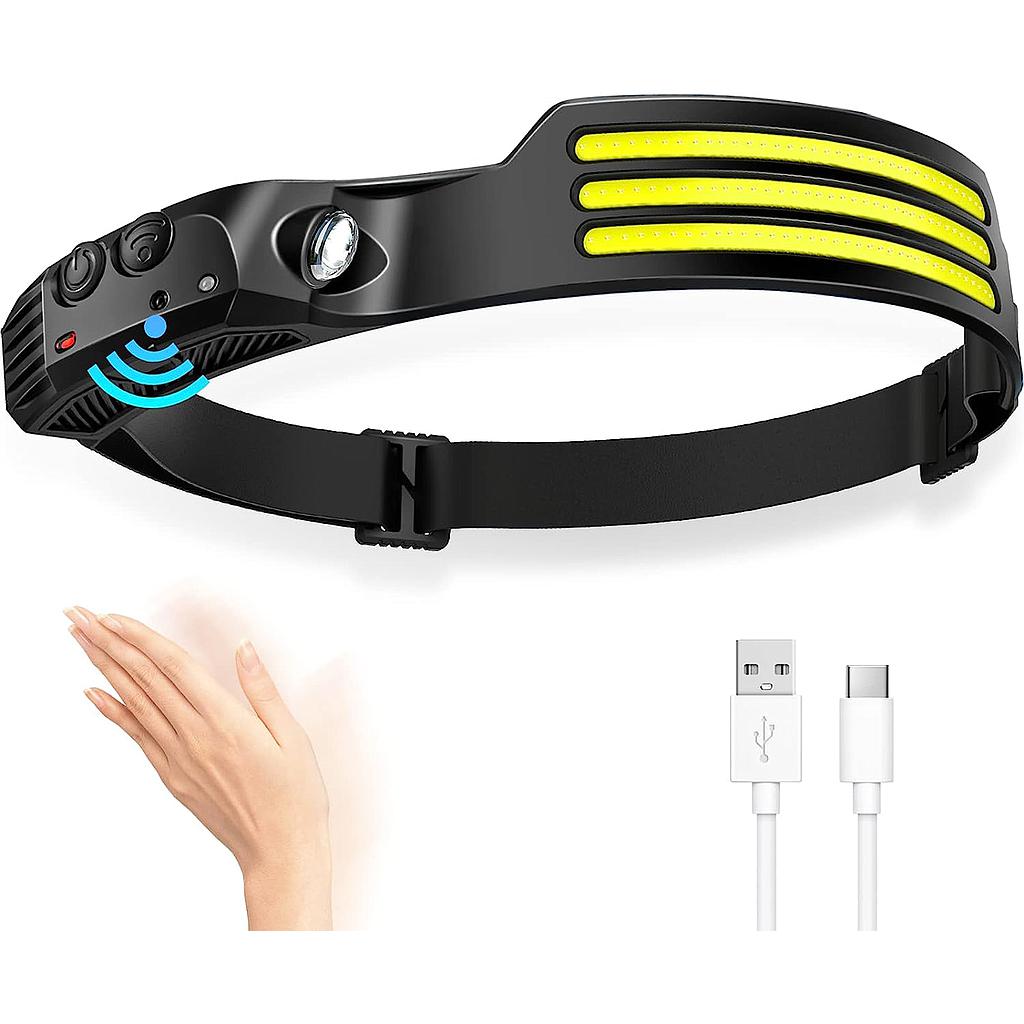 Linterna Impermeable de Cabeza con Triple LED Recargable y Sensor de Activación con Movimiento (600 LM)(+3. Dto: 10.01%)-W689-3