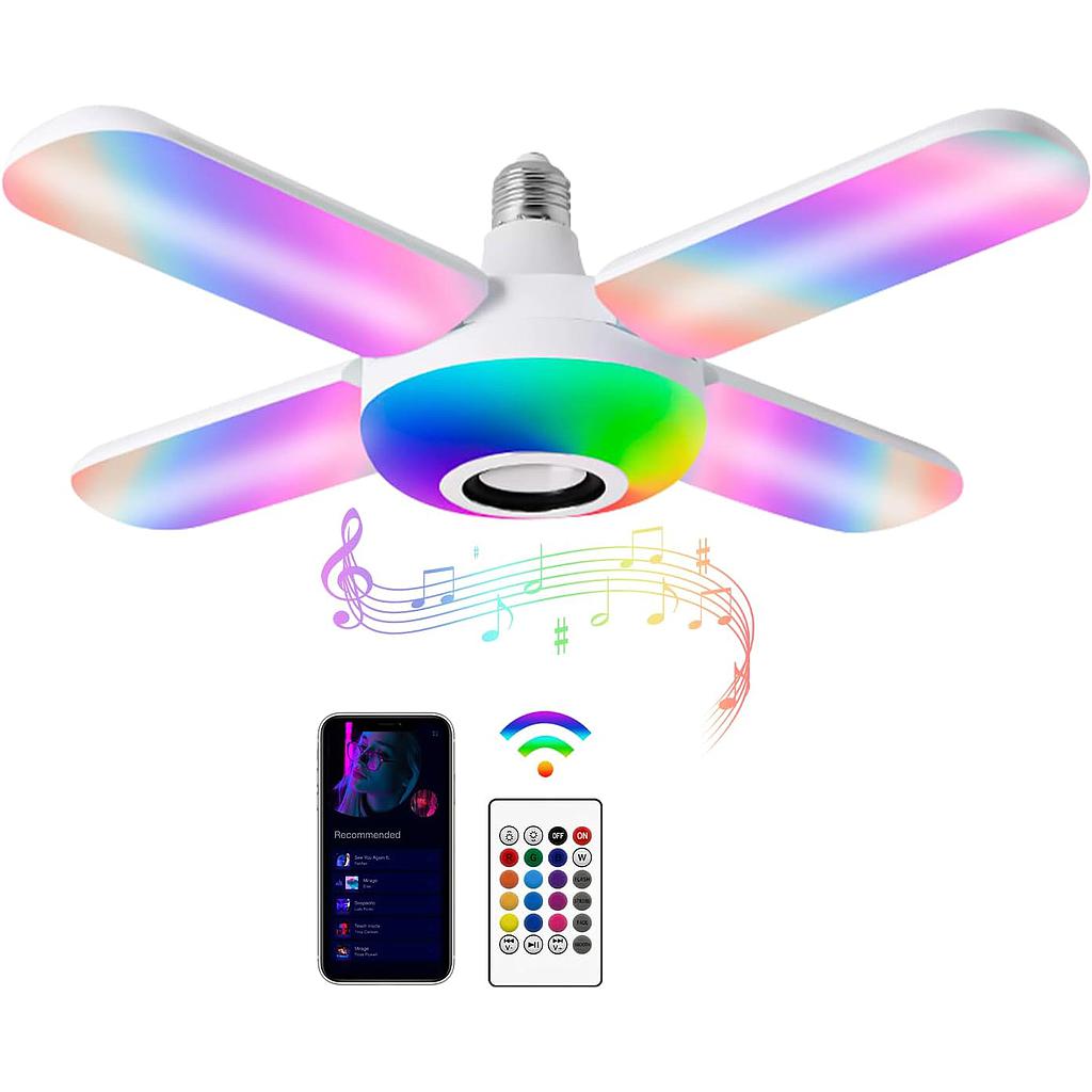 Foco Parlante 4 Hojas, RGB, Bluetooth, Control Remoto(+3. Dto: 7.7%)-XF-473