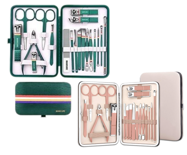 Kit Profesional de Manicure, Pedicure y Cuidado Facial. 18 Piezas + Estuche(+3. Dto: 9.1%)-FG-1212