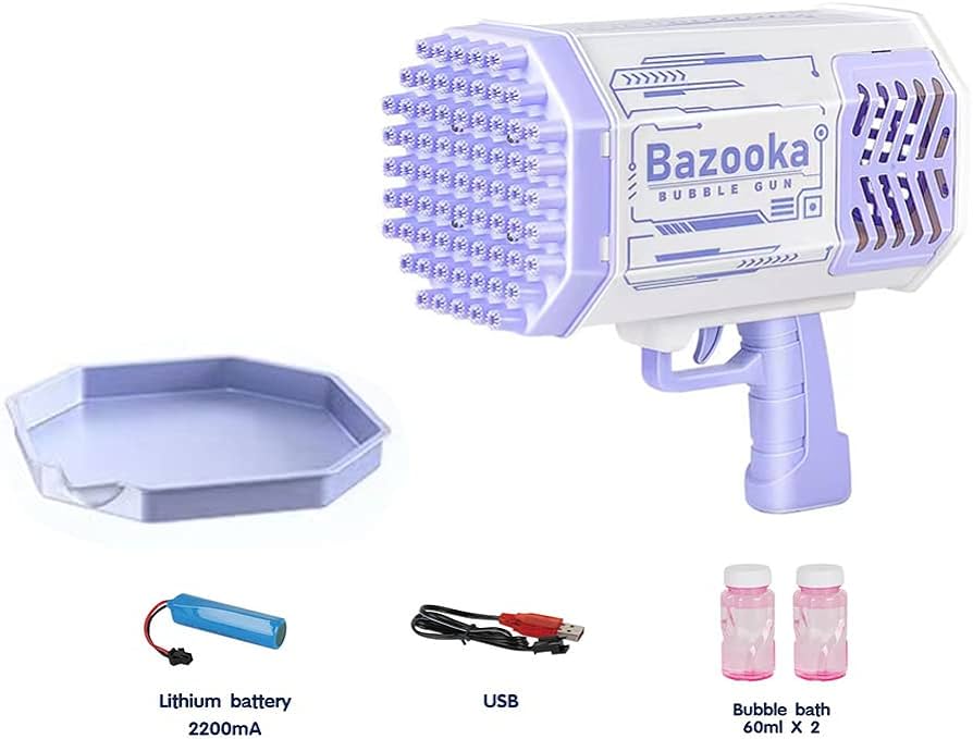 Pistola de Burbujas Bazooka, 69 Agujeros, Batería Recargable(+3. Dto: 8.34%)-LD-524