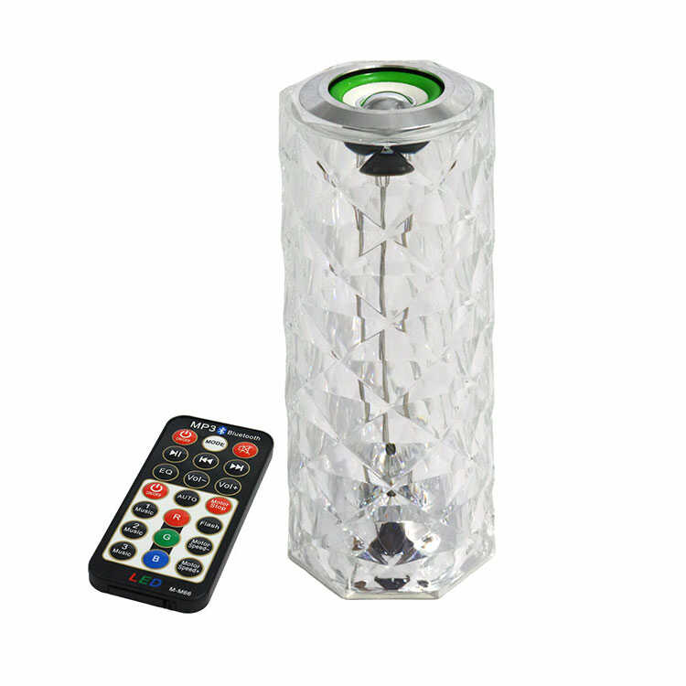 Lámpara LED Cilíndrica Cristal Diamante, Touch, con Parlante y Control Remoto, 9x21.5 cm(+3. Dto: 7.15%)-FG-1380