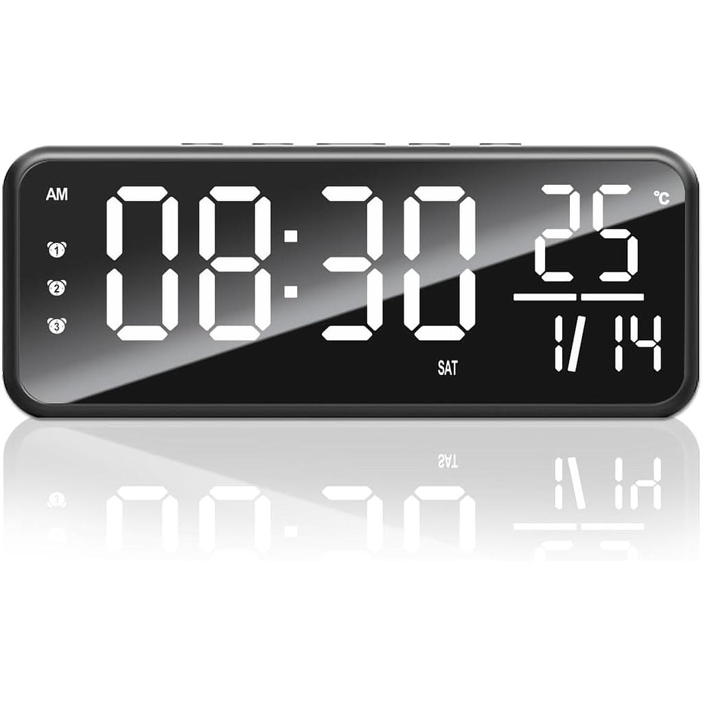 Reloj LED Despertador, 3 Alarmas, Fecha, Temperatura (21x9 cm)(+3. Dto:5.56%)-SZ-820