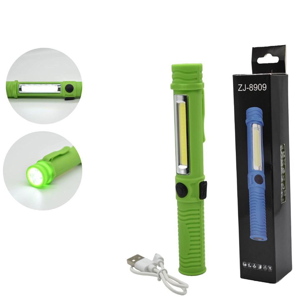 Linterna LED Recargable Magnética, Luz Frontal y Lateral, 17 cm-ZJ-8909