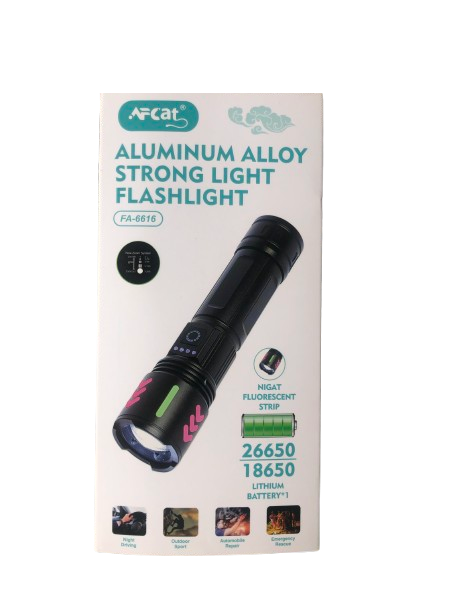 Linterna LED Recargable, Aleación de Aluminio, Zoom-FA-6616