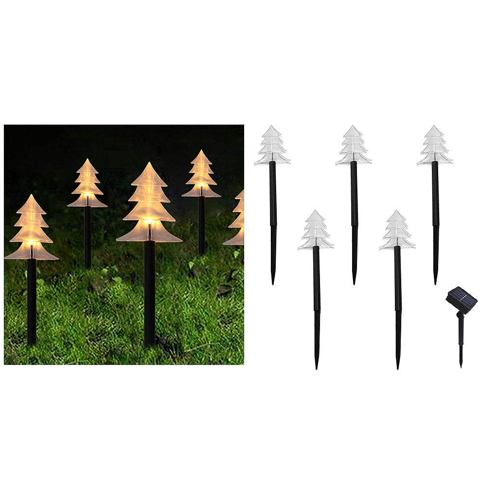 Guirnalda Solar Impermeable Tipo Árbol, 5 Estacas, Luz Cálida(+3. Dto: 14.91%)-DP2022-7A
