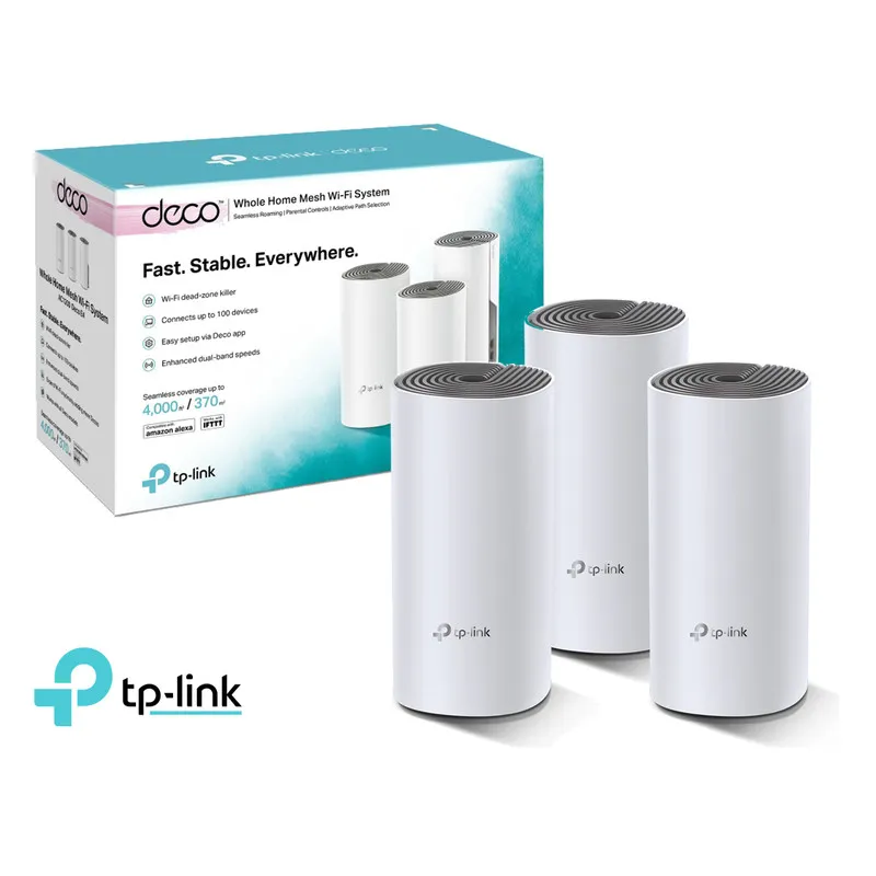 Tp-Link, TP-DECO-E4, Sistema Amplificador, Repetidor WiFi Mesh AC1200MBPS Dual (PACK X 3), (+3. Dto: 1.43 %)-E4