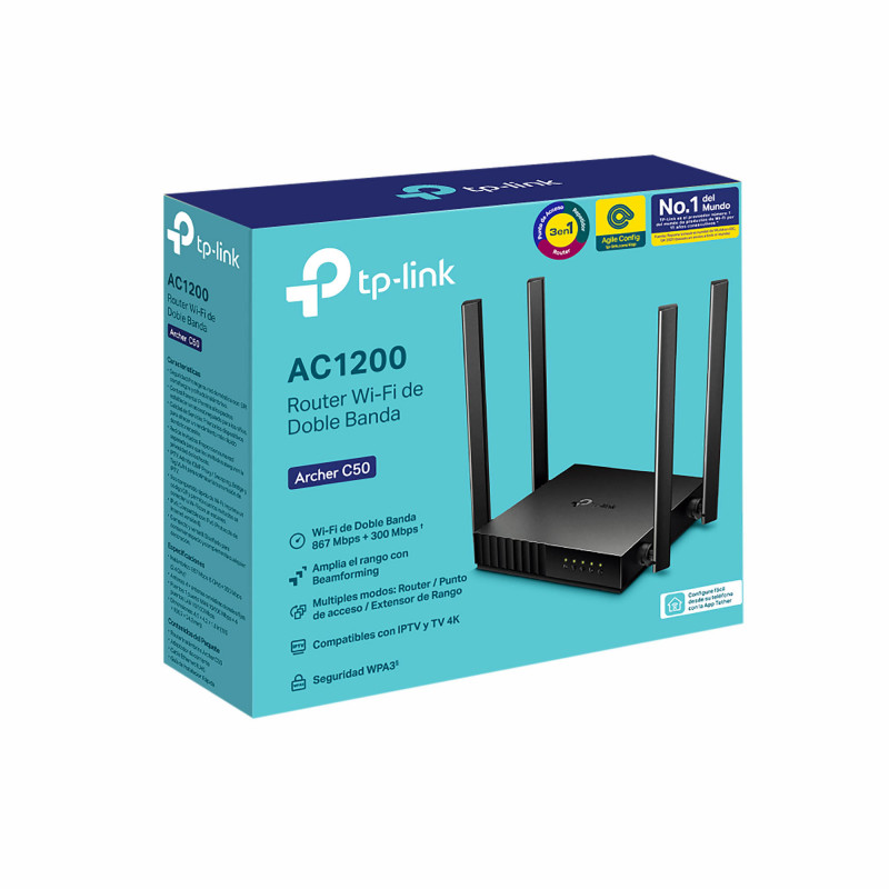 Tp-Link, Amplificador, Repetidor WiFi, Router Inalámbrico Doble Banda 2.4/5GHZ 4  Antenas (+3. Dto: 6.06 %)-TP-ARCHER-C50