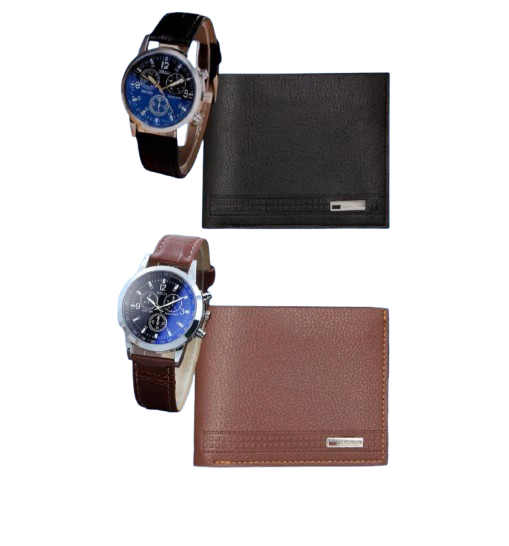 Reloj Geneva de Cuarzo Cronógrafo con Correa de Cuero + Billetera (+3. Dto: 16.68%)-LD-723