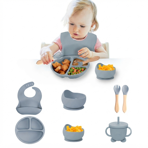 Set de Alimentación de Silicona Grado Alimenticio para Bebé, 6 Piezas(+3. Dto: 11.12%)-Plus0291