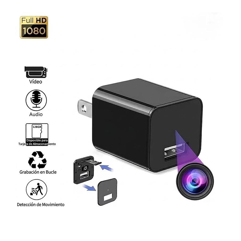 Mini Cámara Espía FullHD, Tipo Adaptador de Carga(+3. Dto:7.41%)-SN2870