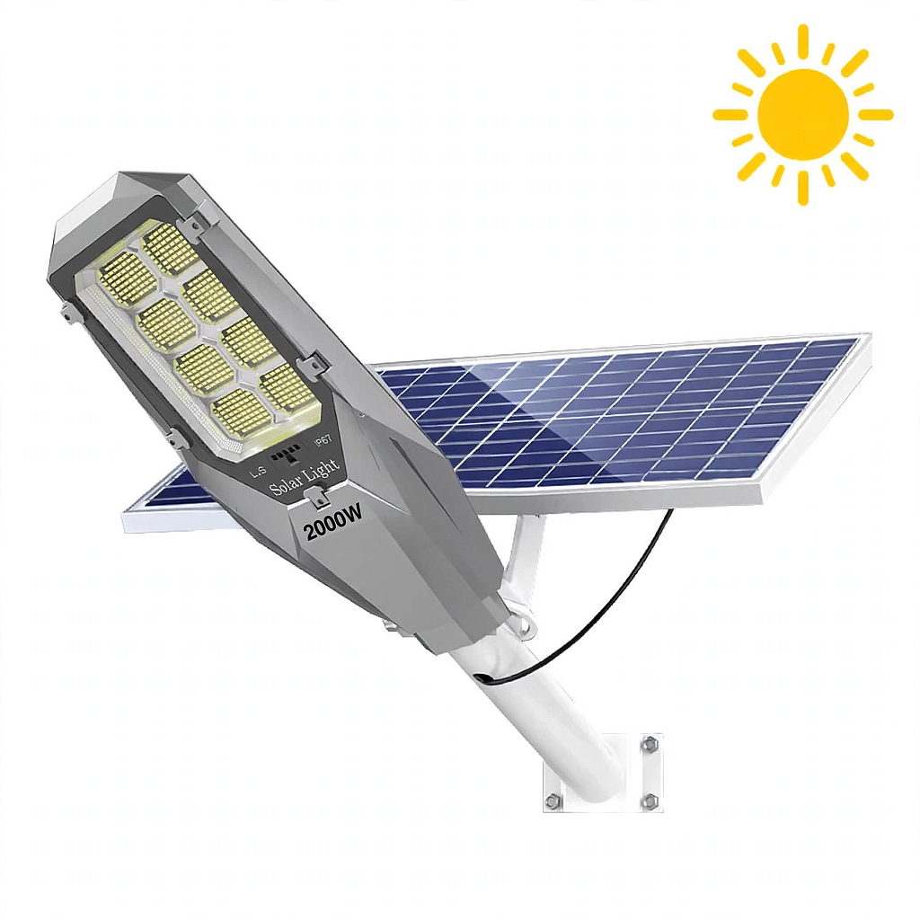 Lámpara, Luminaria Solar 2000W, IP67, Estructura Metálica, Tubo Soporte + Control Remoto(+3. Dto: 5.26%)-Mx6089