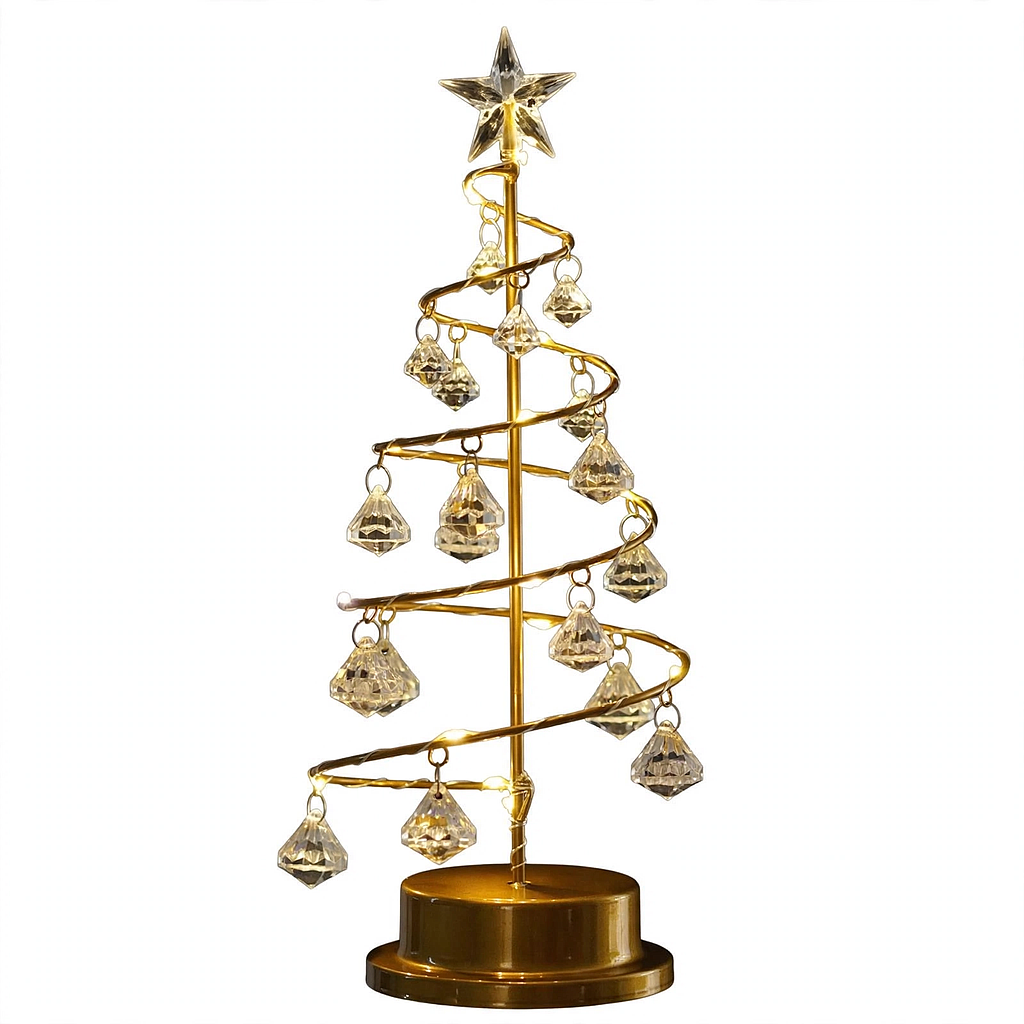 Mini Árbol Navideño con Cristales y Luces LED, 30cm(+3. Dto:7.7%)-Plus0315