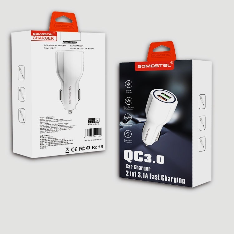 Somostel Carga Rápida para Vehículo doble USB + Cable Iphone(+3. Dto:12.52%) -SMSA45
