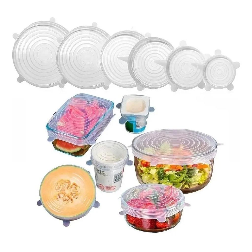 Pack 6 Tapas Flexibles Reutilizables de Silicona(+3. Dto: 12.28%)-Plus0043