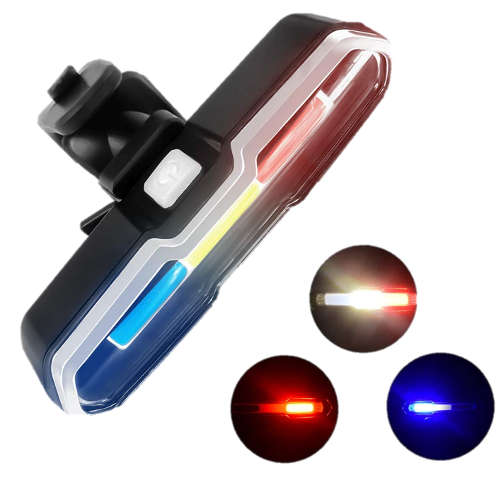 Luz LED Tricolor Recargable 5 Tiempos para Bicicleta(+3. Dto: 11.12%)-ZH-1808