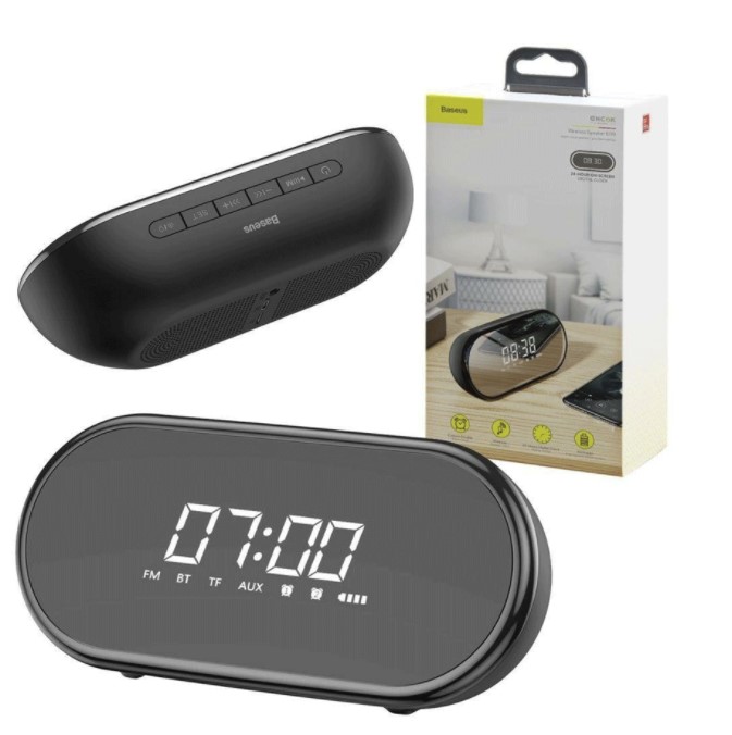 Baseus Reloj Despertador Inalámbrico con Parlante Bluetooth FM- NGE09-01-02
